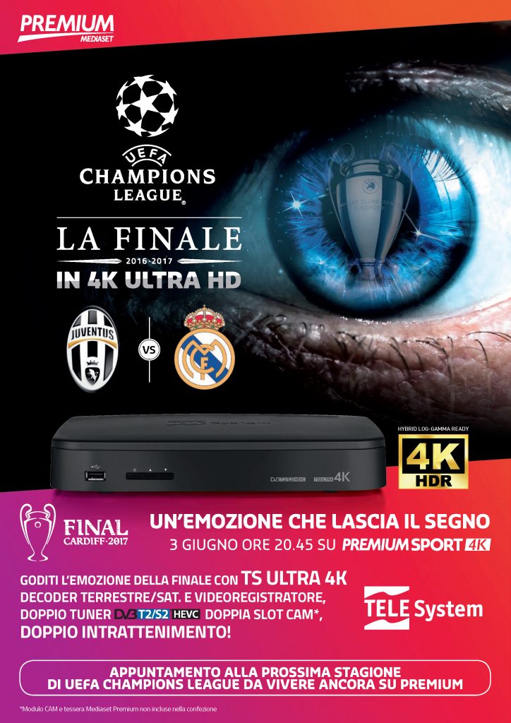 LOCANDINA MEDIASET TS ULTRA 4K finale Juventus Real