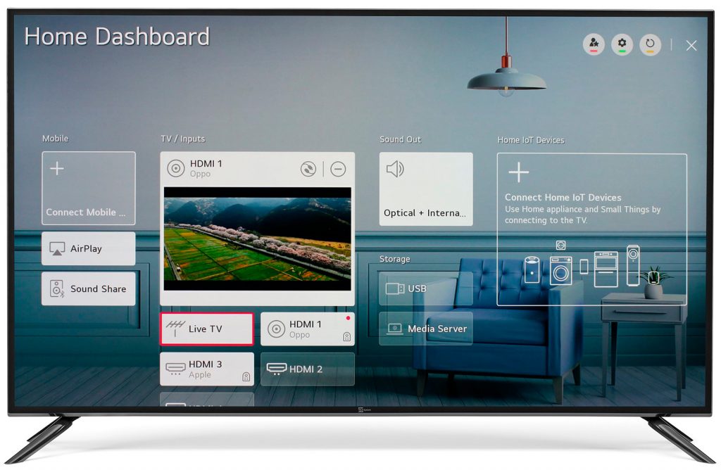 Web OS home dashboard