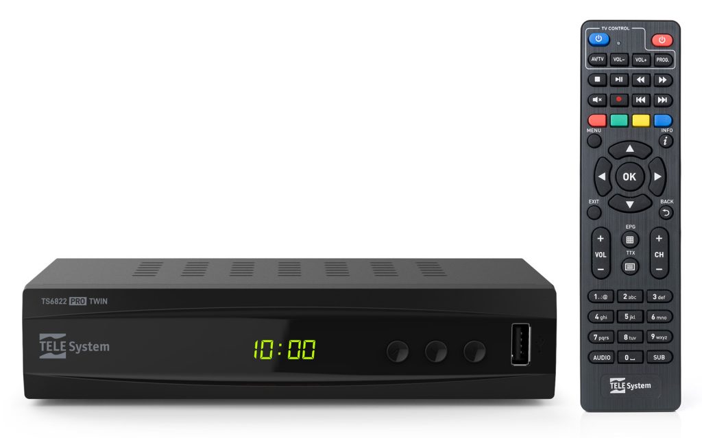 Decoder e videoregistratore digitale terrestre + telecomando 2 in 1 con controlli TV
