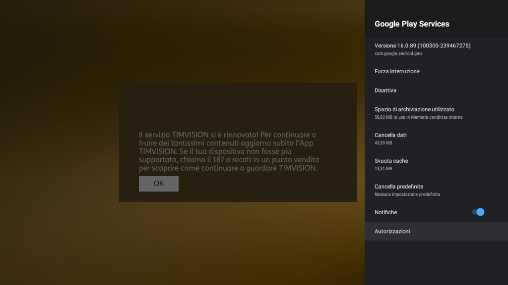 Autorizzazioni Google Play Services