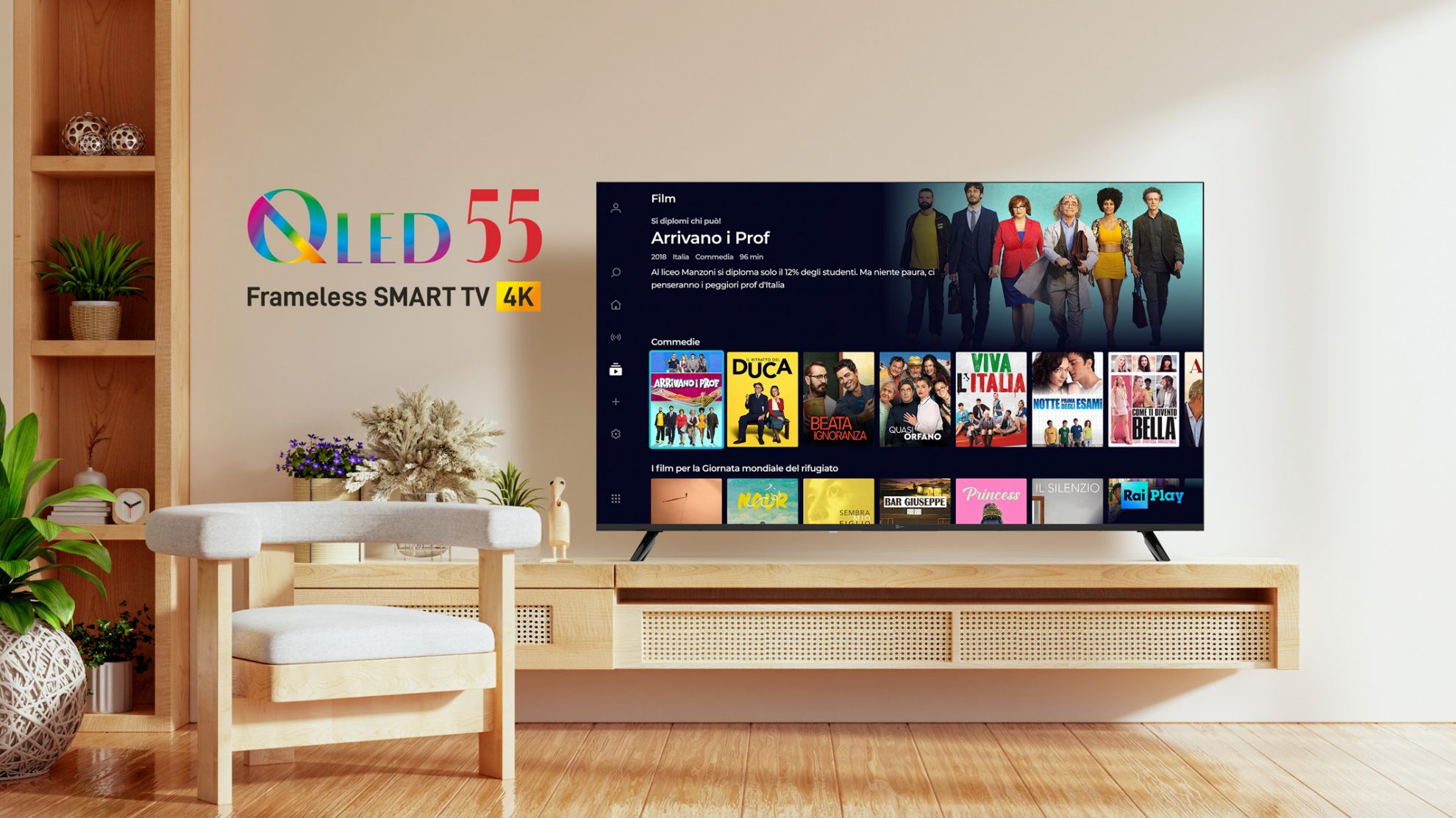 QLED 55 pollici, Smart TV frameless 4K