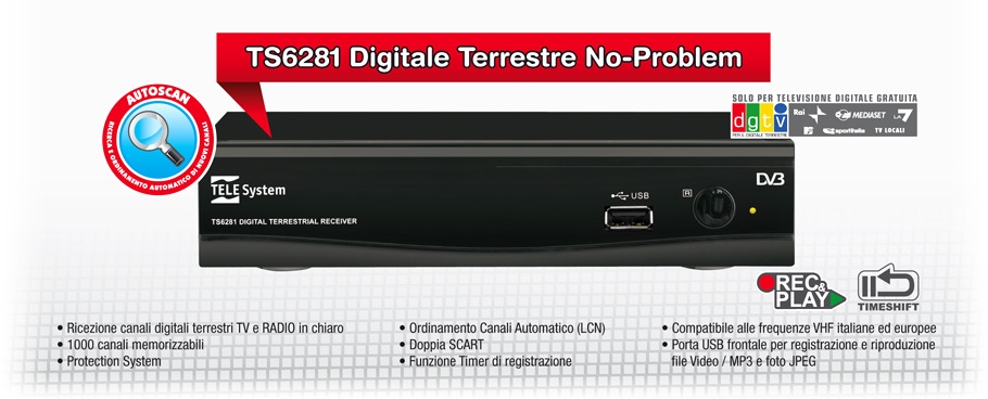 TS6281: digitale terrestre No Problem (Registra su USB)