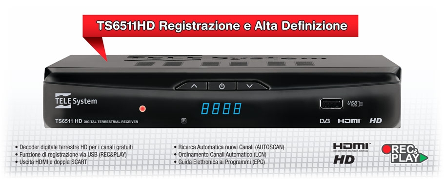 TS6511HD Registrazione e Alta Definizione